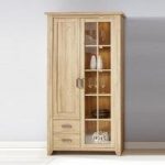 Berger Glass Display Cabinet In Rustic Oak With 2 Doors And LED