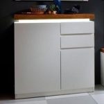 Romina Shoe Storage Cabinet In Knotty Oak Matt White With LED