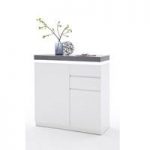 Mentis Shoe Storage Cabinet In Matt White And Concrete With LED