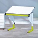 Flash Children Computer Desk In White And Green Lacquered