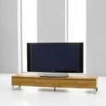 Meridian Wooden TV Stand Rectangular In Oak With Chrome Base