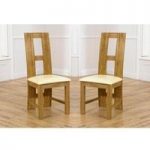 Chelsea Dining Chair In Cream PU With Oak Frame In A Pair