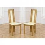Marila Dining Chair In Cream PU With Solid Oak Frame In A Pair