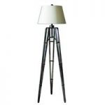 Claudia Floor Lamp In Off White With Bronze Tripod Base