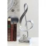 Clef Sculpture In Poly Antique Silver With Silver Base