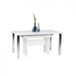 Primo Wooden Extendable Dining Table In White Wth Chrome Legs