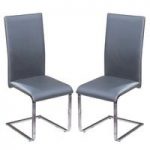 Bronte Dining Chair In Grey Faux Leather In A Pair