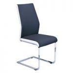 Marine Dining Chair In Black And White PU With Chrome Base