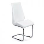 Colton Dining Chair In White Faux Leather With Chrome Base