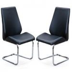Colton Dining Chair In Black Faux Leather In A Pair
