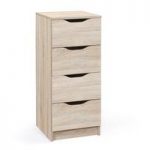 Crick Narrow Chest of Drawers In Sonoma Oak With 4 Drawers