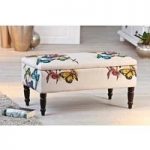 Willow Storage Bench Rectangular In White With Wooden Legs