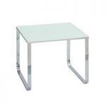 Griffin Side Table Square In White Glass With Chrome Legs