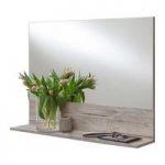Mandy Contemporary Wall Mirror In Sand Oak With Shelf