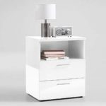 Kiara Bedside Cabinet In White High Gloss With 2 Drawers