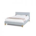 Livenza Contemporary Fabric Bed In Ice With Wooden Legs