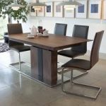 Angelo Extendable Dining Table In Walnut With 4 Dining Chairs