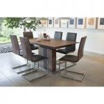 Angelo Extendable Dining Table In Walnut With 6 Dining Chairs