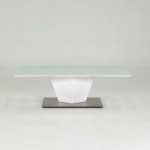 Stella Coffee Table In Frosted Glass With White Gloss Metal Base