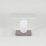 Stella Lamp Table In Frosted Glass With White Gloss Metal Base