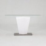 Stella Console Table In Frosted Glass And White Gloss Metal Base