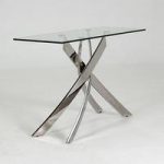 Xenon Glass Console Table In Clear With Stainless Steel Base