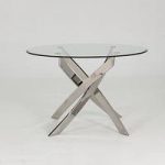 Xenon Dining Table Round In Clear Glass And Stainless Steel Base