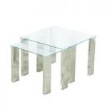 Splash Nest of Tables In Clear Glass With Chrome Legs