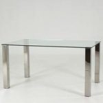 Splash Dining Table Rectangular In Clear Glass With Chrome Legs