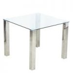 Splash Dining Table Square In Clear Glass With Chrome Legs