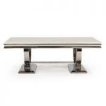 Kesley Marble Coffee Table In White With Stainless Steel Base