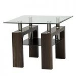 Petra Glass End Table Square In Clear With Walnut Legs