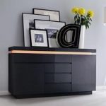 Odessa Sideboard 4 Drawer in High Gloss Black With LED Lights