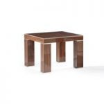 Crayon Glass End Table Square In Dark Light Walnut Gloss