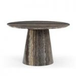 Titan Marble Dining Table Circular In Natural Tones Travertine