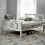 Arianna Wooden Bed In Stone White Pine