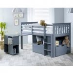 Gabriella Mid Sleeper Bed In Grey With Storage And Desk