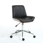 Varley Home Office Chair In Black PU And Walnut With Castors
