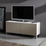 Terence Small TV Stand In White With Sand Fronts