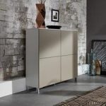 Terence Modern Highboard In White With Sand Fronts