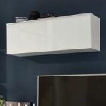 Amber Wall Mounted Storage Cabinet In White With Glass Fronts
