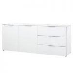 Amber 2 Door Sideboard In White With Glass Top And Fronts