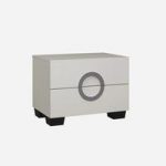Kennedy Modern Bedside Cabinet In Cashmere High Gloss