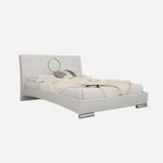 Kennedy Modern Bed In Cashmere High Gloss With Metal Feet