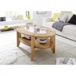 Louisa Wooden Coffee Table In Core Beech With Glass Top Inserts