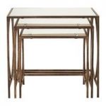 Munich Nest of Tables In Mirror Top With Gold Metal Frame