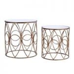 Parsian Nest of Tables In Mirror Top With Gold Metal Frame