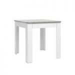 Jasmine Dining Table In Concrete Top With White Base And Drawer