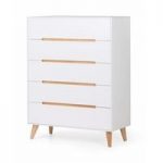 Oregon Chest Of Drawers Tall In Matt White And Oak