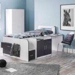 Alicia Storage Cabin Bed In White And Charcoal Grey With Desk